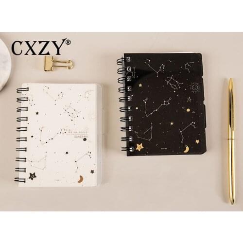 CXZY hot stamping star dotted spiral Notebook paper sketchbook travel journal bullet diary black filofax planner agenda 4B825