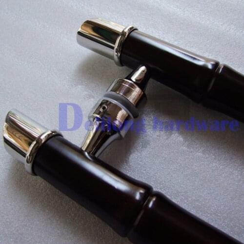 Wood glass door handle, stainless stee wood door handle, Bamboo shape wooden handle 600mm length black color