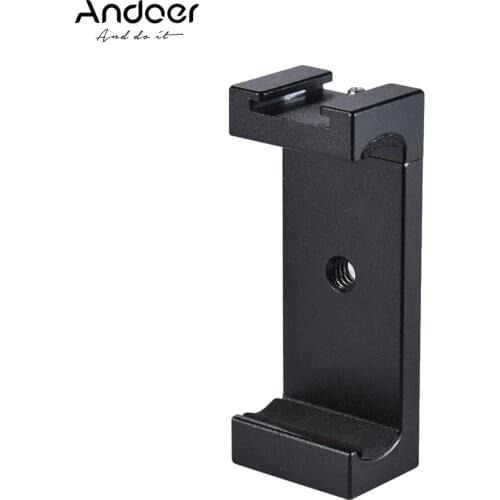 Andoer Phone Tripod Mount Adapter Bracket Holder Clip with Cold Shoe for iPhone X 8 7 6s 6 5 plus for Samsung Sony Smartphone