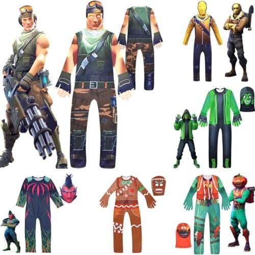 Fortnite Kids Halloween Mask Game Costume Anime Cosplay Costumes Raptor Skeleton Boys Clothes Fortress Night Bodysuit Man