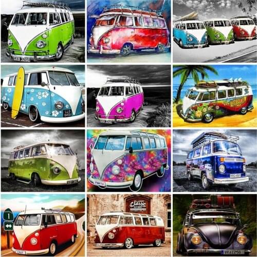 Diamond Painting Cartoon Full Square Round Drill City Landscape DIY Bead Embroidery Art Car Cross Stitch Kit Home Artwork Decor