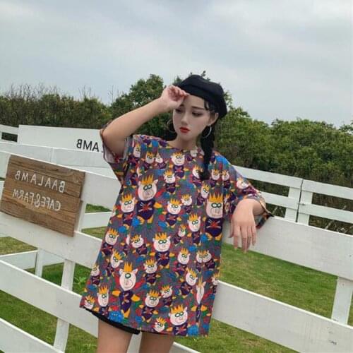 Cute Cartoon Print Women T shirt Spring Summer New Short Sleeve O Neck Tshirt Woman Casual Loose Female T-shirt