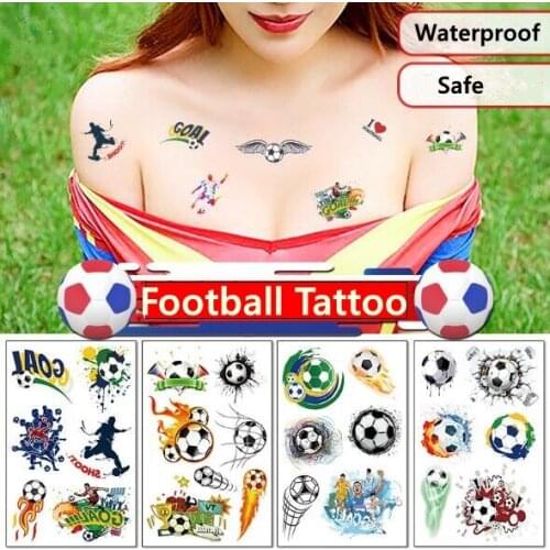 Football Fake Tattoo For Men Women Face Body Art Soccer Game Temporary Tattoo Stickers body makeup waterproof tatoo Colorful