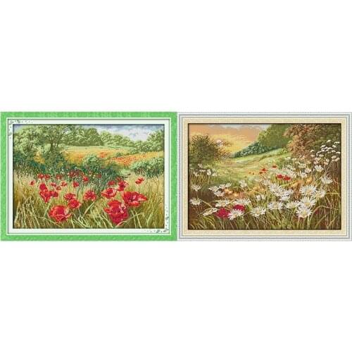 Joy Sunday Cross Stitch Kit Beautiful Flowers Patterns 14CT 11CT Printed Cross Stitch Canvas Handmade Embroidery Needlework Sets