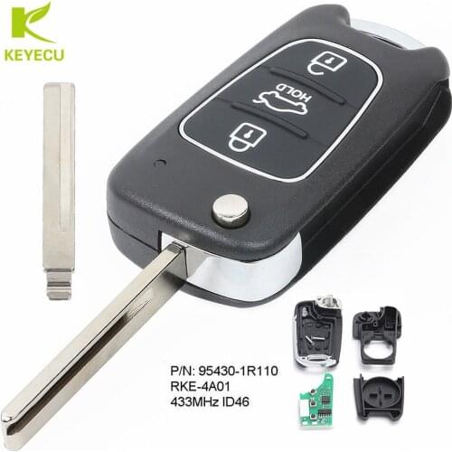 KEYECU Replacement Upgraded Remote Key Fob 433MHz ID46 for Hyundai Accent 2011-2014 P/N: 95430-1R110