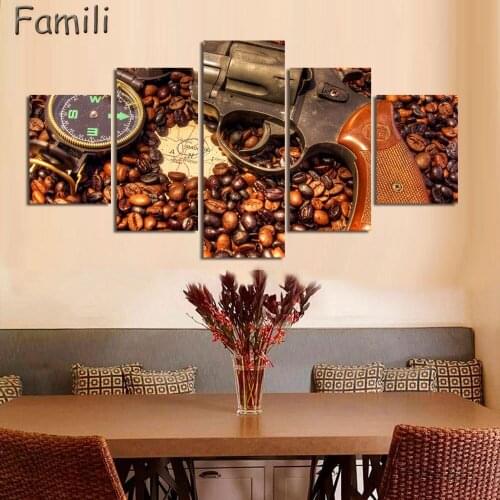 Brown Coffee In The Cup 4Panel Wall Art Canvas Paintings Wall Decorations Artwork Giclee Wall Artwork Home Decor,oil painting