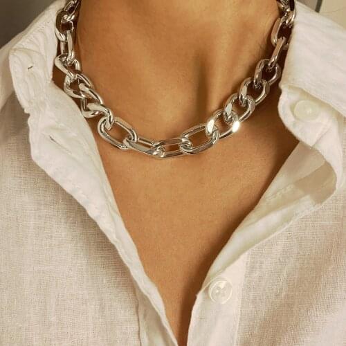 Hip Hop Cool Geometric Cross Chain Necklace Punk Rock Personality Thick Chain Necklace Necklaces for Women Jewelry