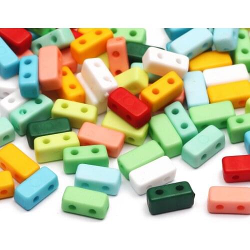 Random Mix Color Square Double Hole Acrylic Spacer Beads 4x9mm Loose Beads For Jewelry Making DIY Necklace Bracelet Accessories
