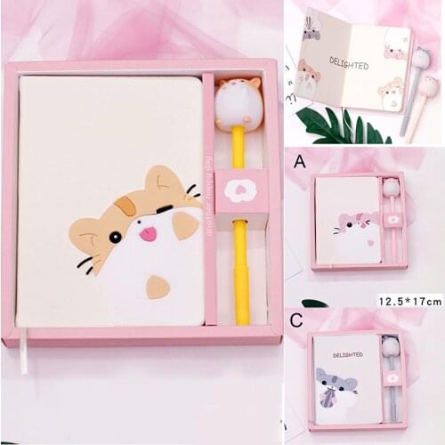 Cartoon Cute Notebook Cats Notepad Cute Diary Book Set Imitation Leather Wireless Binding Notebook DU55