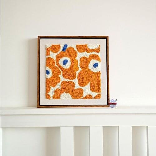 Flower Punch Needle Kit with Frame for Beginner, Handcraft Rug Hooking Kits, Yarn Pattern Kit for Starter, DIY Embroidery Kit