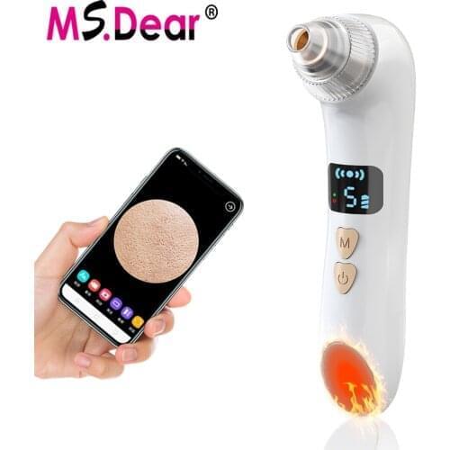 Heating Blackhead Remover Pore Vacuum Cleaner WIFI Microscope Camera Electric Heating Nose Face Deep Cleansing LCD Display