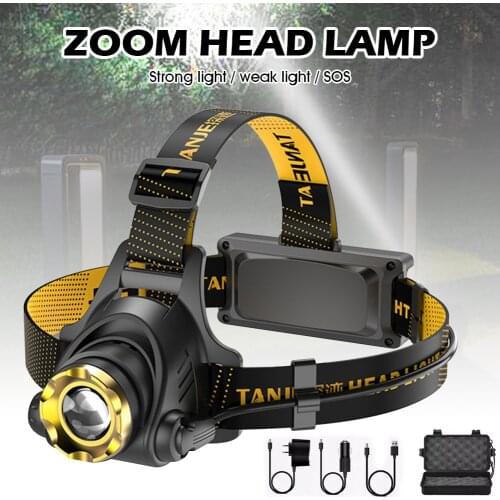 Headlight Zoomable Adjustable Rechargeable Portable Headlamp 3 Modes High Brightness Lightweight Flashlight for Camping Outdoor