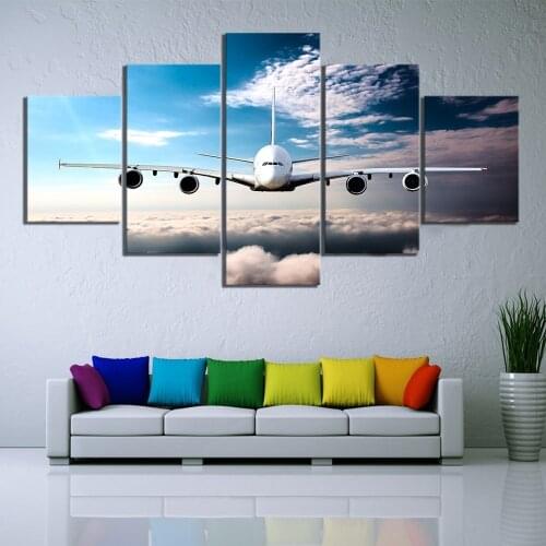 Wall Art Canvas Painting Canvas Living Room Aircraft Picture 5 Piece Print Painting Modern Decor Picture Poster Landscape