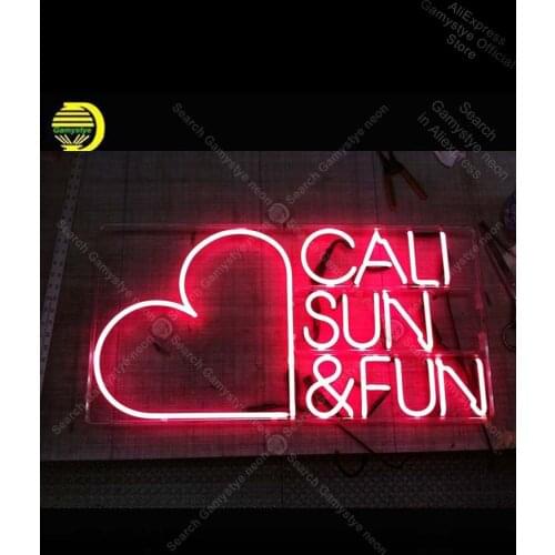 Neon for the Cali Sun & Fun NEON Bulbs Lamp Red Heart GLASS Neon Sign Custom Neon Sign Pub Garage Outdoor Wall Light Cold Neon