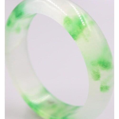 New Grade A Jadeite Bracelrt Width 16mm Fine Green Pattern Whtie Bangle Diameter 60mm