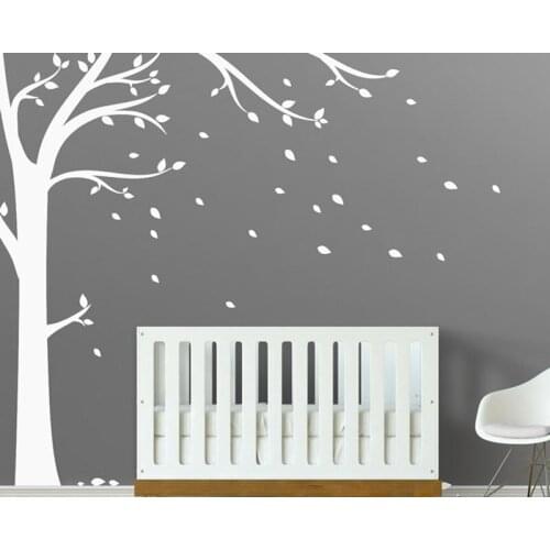 Huge Tree Decal With Leaves Floor to Ceiling Tree Wall Decal Wall Art Poster Baby Nursery Forest Wallpaper Stickers Decor A163