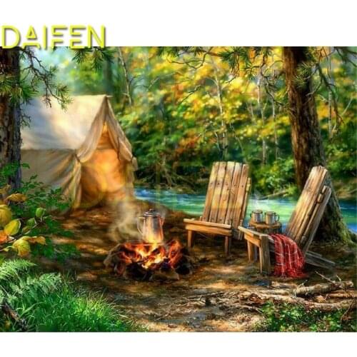 Full Round Diamond mosaic Chair blanket 5D DIY Diamond painting Cross stitch forest Full Square Diamond embroidery Tent campfire