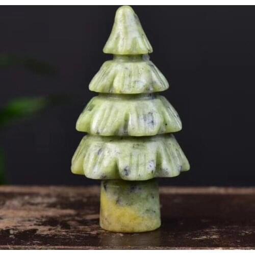 Natural Southern jade carving sweethearts Christmas gift christmas trees Crafts Home Furnishings Aura fengshui Decoration