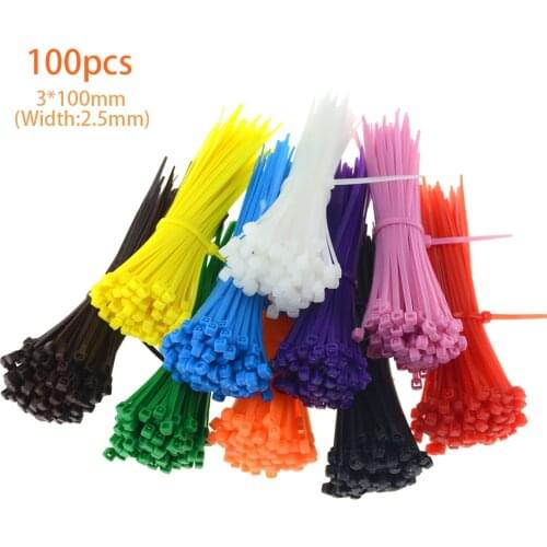 100pcs Self-locking Colored Nylon Cable Ties 3*100 Plastic Zip Ties Wire Wrap Strap Practical Gadgets