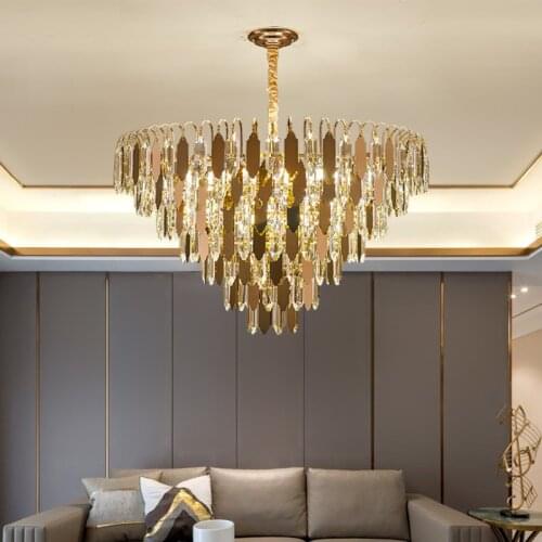 Modern Luxury Golden Crystal Led Pendant Lights Lustre Bedroom Living Room Indoor Lighting Home Decor Lamp Hanging Light Fixture