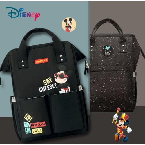 Disney Diaper Bag Backpack With USB Baby Bag Organizer Nappy Bag Large Capacity Mummy Travel Handbag Classic Black Mickey Minnie