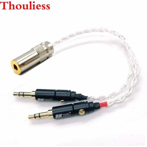 Thouliess 10cm Silver plated 2x 3.5mm Male to 4.4mm Balanced Female Audio Adapter Cable for PHA-3 Pono Player