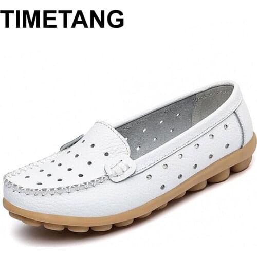 TIMETANG spring flats woman womens genuine leather shoes mother shoes flat slip-resistant casual shoes women comfort shoes