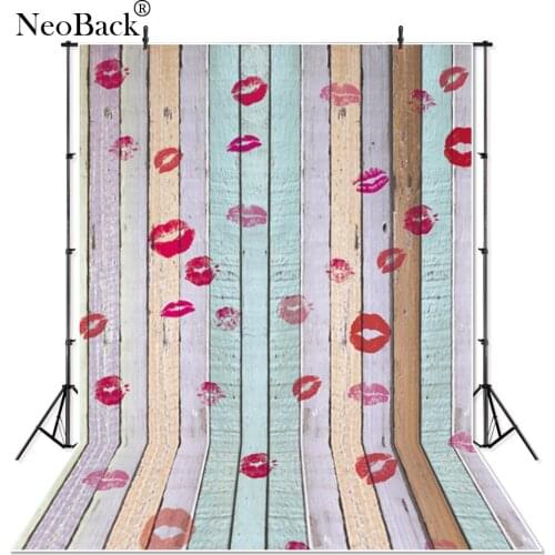Thin Vinyl Wood Wall Red Lips Print Valentine Romance Photo backgrounds Printed Love Kiss Wood Wall Photographic Backdrops P0024