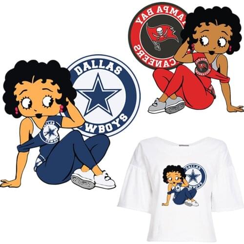 Iron On Patches For Clothes Betty Patches Girl On Sweater T-shirt Cartoon Thermo Stickers Appliques Diy Accessories Washable