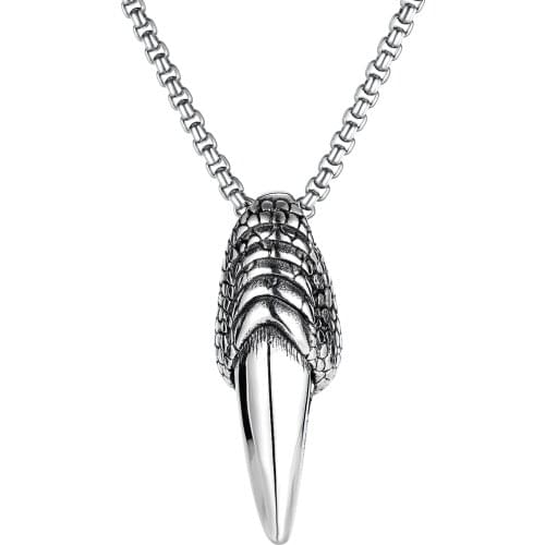 Punk Hip Hop Man Neck Necklace Vintage Stainless Steel Eagle Claw Pendant Statement Necklace Jewelry Gothic Accessories Boy Gift