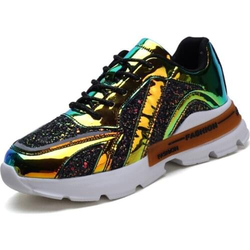 High Top Tenis Femme 2020 Autumn Women Casual Shoes Female Platform Shiny Black Silver Red Shoes Girls Walking Footwear Cool