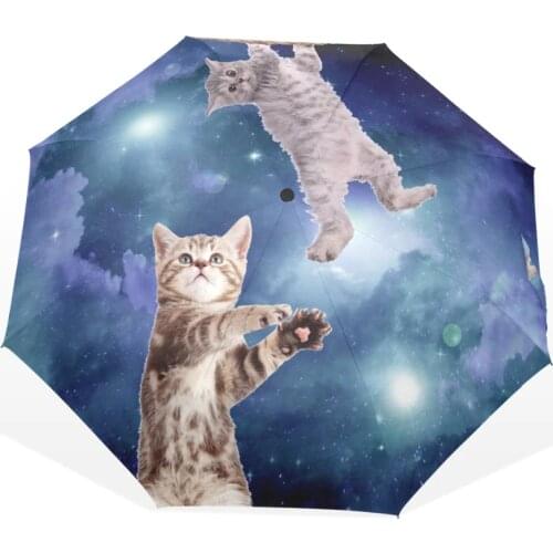 Creative Rain Umbrella Cute Sky Cat Women Lady Automatic Umbrella 3 Folding 8 Ribs Durable Foldable Children Umbrellas