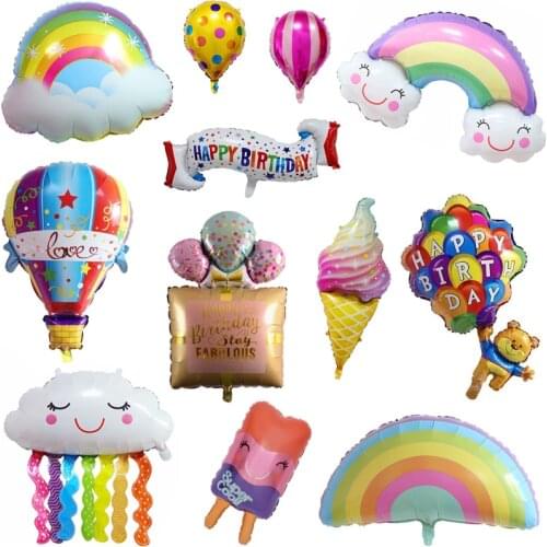 1pcs Carnival cake balloon rainbow tassel cloud colorful birthday Candy sunflower combination children Summer ice cream car ball