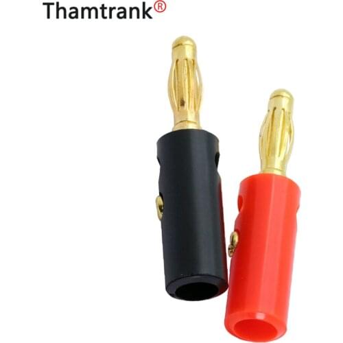 100PCS 4mm Banana Plug connector GoldPlated Red&Black Length 4mm Solderless Side Stackable Banana Plug Audio Speaker Screw