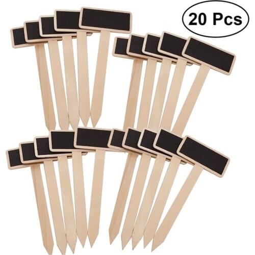 20pcs Mini Wooden Chalkboard Plant Markers Creative Blackboard Signs Garden Flowers Plants Tags Garden Planting Decoration Tools
