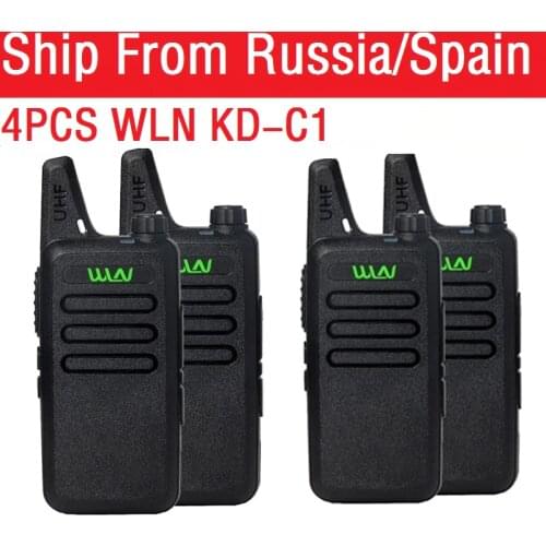 4pcs WLN KD-C1 Mini Wiress Walkie Talkie UHF Handheld Two Way Radio station Communicator Transceiver ham radio walkie-talkie