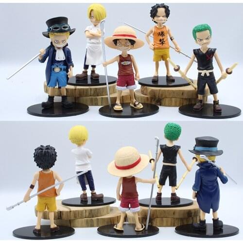 5pcs 15cm Childhood Sabo Luffy Ace Vinsmoke Sanji Roronoa Zoro Anime Doll Action Figure PVC Collection Decoration Model Toy Gift