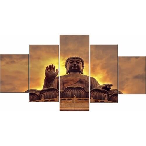 5 Pieces Buddha Wall Art canvas Decorative pictureS cuadros oil painting decorative Wall pictures for living room