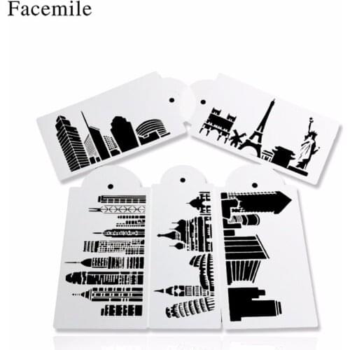 Facemile 5PCS Building House Palace Bakeware Baking Kitchen Accessories Fondant Cake Decorating Tools Cake Stencil Template Mold