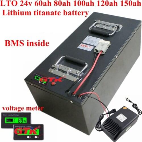 20000 cycles LTO 24v 60ah 80ah 100ah 120ah 150ah Lithium titanate battery with BMS inverter solar system ebike UPS +10A Charger