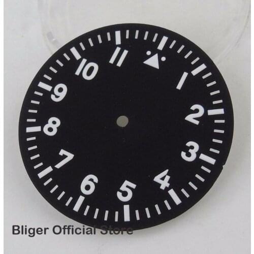 Fit For Miyota 8215 8205 Automatic Movement Watch Parts 35.5 MM Black Sterile Dial White Marks
