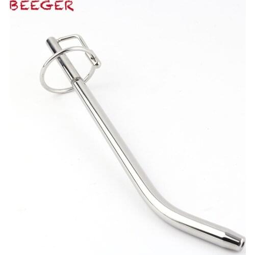 BEEGER Bender Cum Thru Urethral Wand, Male Sounding Toy with Attached Glans Ring and Curved Shaft for Intense Sounding play