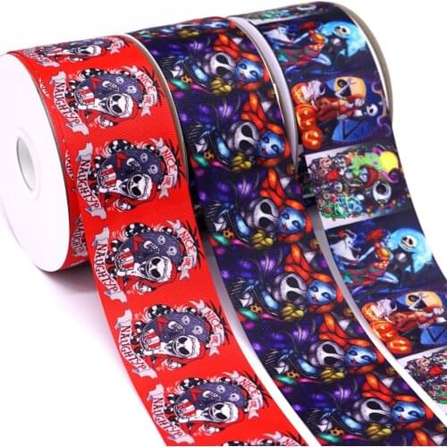 Free shipping 50 yard per size halloween ribbon printed grosgrain ribbon 31241