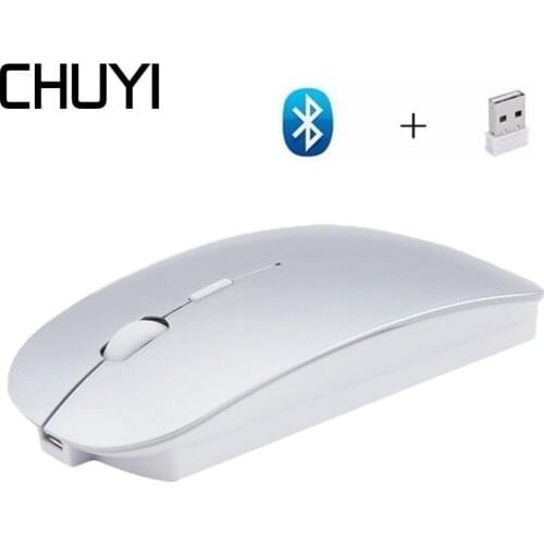 CHUYI Wireless 2.4G Bluetooth 4.0 Rechargeable Mause Dual Mode Silent Gaming Mouse For Macbook Air Pro Optical laptop Mice