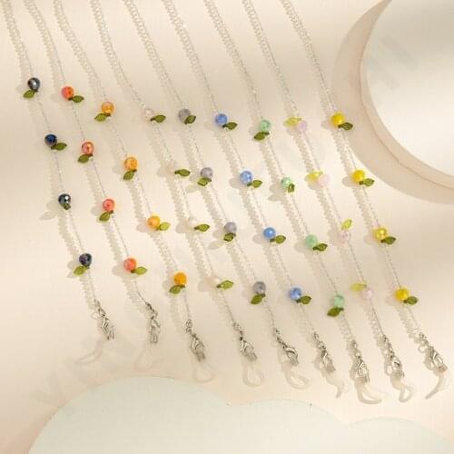 Fashion Apple Crystal Mask Strap Womens Sunglasses Chains Mask Holder Reading Beaded Glasses Chain Eyewear Cord Lanyard Necklace