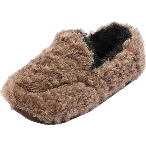 CUZULLAA Children Boys Winter Slip-On Cotton Shoes For Baby Kids Girls Warm Plush Lining Casual Shoes Size 21-30