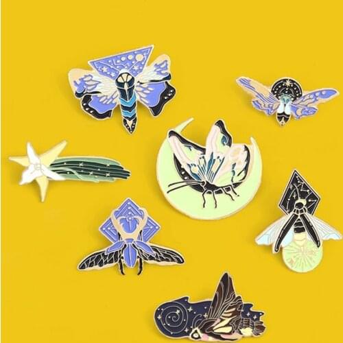 Nocturnal like flying insects in the light Enamel Pin New design of luminous Fashion Brooch Butterfly moth firefly Custom Badge