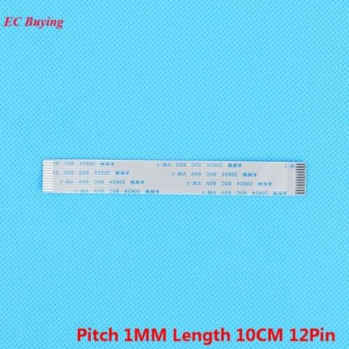 FFC Ribbon Cable 12 Pin Ribbon Cable Flat Cable 12Pins Flexible Flat Cable Forward Direction Pitch 1mm Length 10cm 5Pcs
