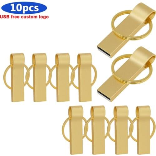 Bulk 10pcs free logo pen drive 64GB 32GB 16GB 8GB USB 2.0 USB flash drive USB stick memory stick real capacity Waterproof