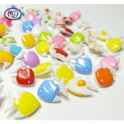 HL 18x15mm 50/100PCS Mix Color Fish Shank Plastic Buttons Childrens Garment Sewing Accessories DIY Crafts